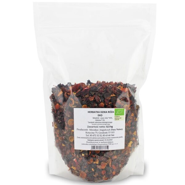 HERBATKA DZIKA RÓŻA Z HIBISKUSEM BIO 500 g – HORECA (DARY NATURY) SuryaPrema