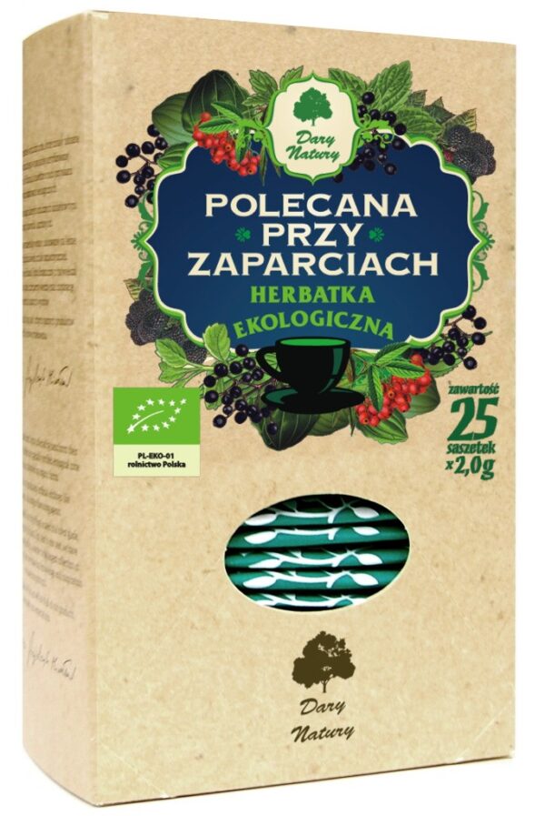 HERBATKA POLECANA PRZY ZAPARCIACH BIO (25 x 2 g) 50 g – DARY NATURY SuryaPrema