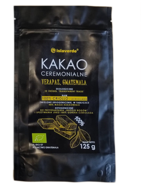 KAKAO CEREMONIALNE TABLICZKA BIO 125 g – ISLAVERDE (SEGURA) SuryaPrema