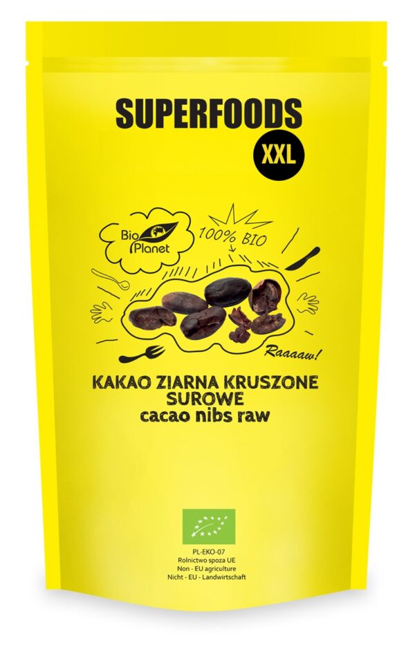 KAKAO ZIARNA KRUSZONE SUROWE BIO 600 g – BIO PLANET SuryaPrema