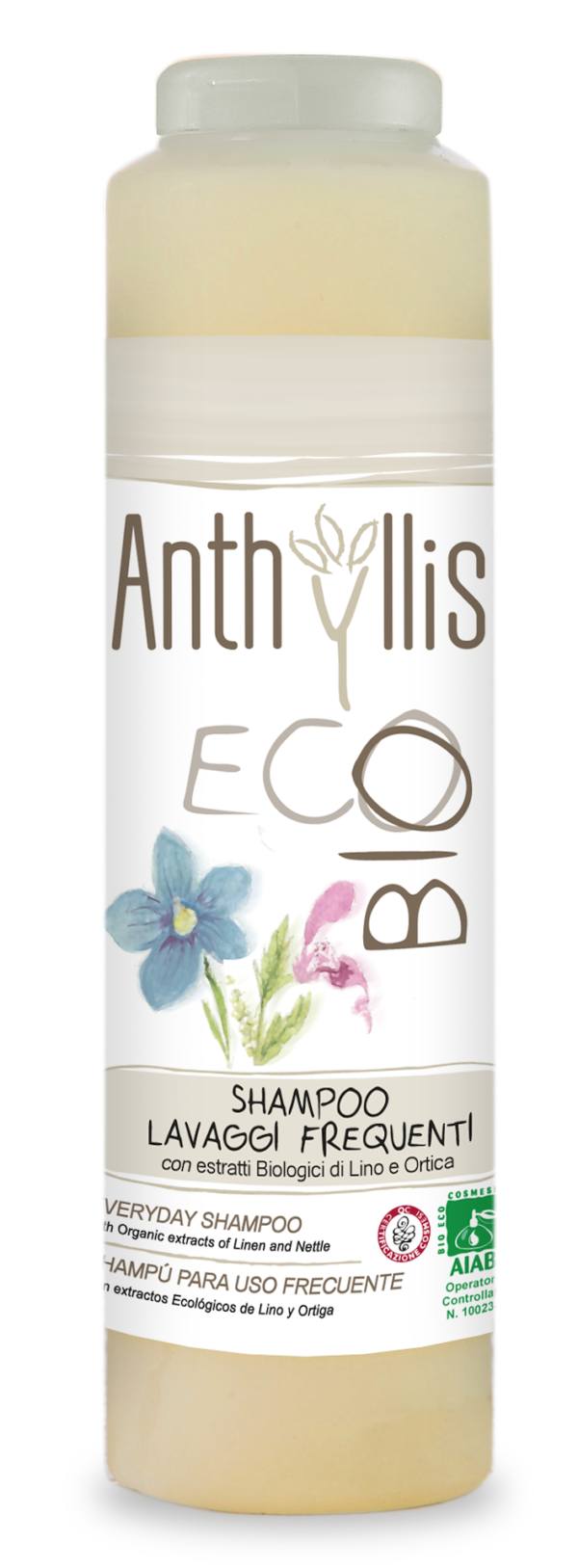 SZAMPON DO WŁOSÓW Z EKSTRAKTEM Z LNU I POKRZYWY DO CODZIENNEGO STOSOWANIA ECO 250 ml – ANTHYLLIS SuryaPrema