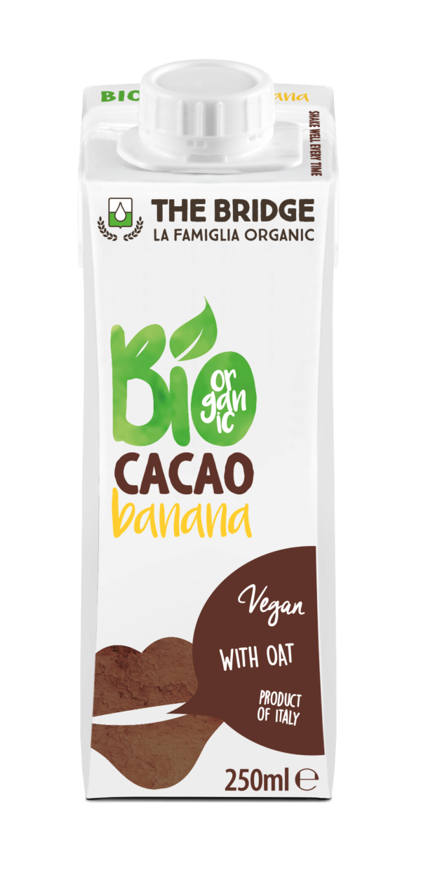 NAPÓJ OWSIANY BANANOWO – KAKAOWY BEZ DODATKU CUKRÓW BIO 250 ml – THE BRIDGE SuryaPrema