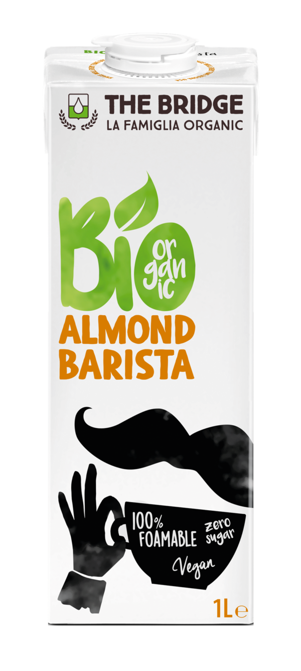 NAPÓJ MIGDAŁOWY BARISTA BEZ DODATKU CUKRÓW BEZGLUTENOWY BIO 1 L – THE BRIDGE SuryaPrema
