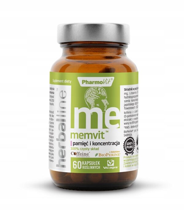 KAPSUŁKI NA PAMIĘĆ I KONCENTRACJĘ (MEMVIT) BEZGLUTENOWE 60 szt. – PHARMOVIT Pamięć SuryaPrema