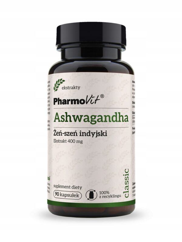 ASHWAGANDHA EKSTRAKT (400 mg) BEZGLUTENOWY 90 KAPSUŁEK – PHARMOVIT (CLASSIC preparaty witaminowo mineralne SuryaPrema