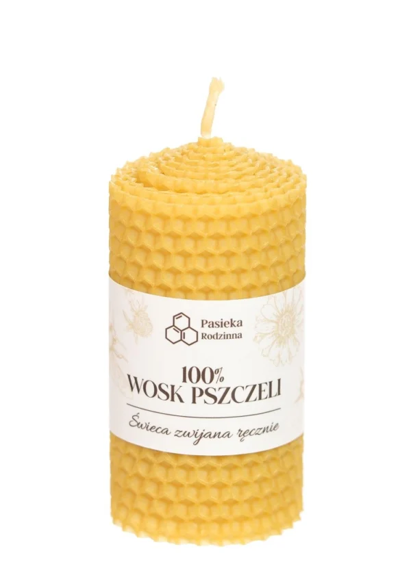 ŚWIECA ZWIJANA Z WĘZY PSZCZELEJ 8/5 cm – PASIEKA RODZINNA SuryaPrema