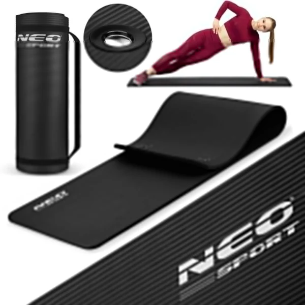 Mata do ćwiczeń z otworami gruba 183 x 60 cm Neo-Sport – 192000 czarna SuryaPrema