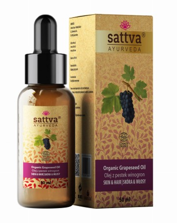 OLEJ DO CIAŁA I WŁOSÓW Z PESTEK WINOGRON ECO 50 ml – SATTVA (AYURVEDA) SuryaPrema