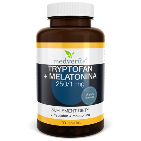 MEDVERITA Tryptofan + Melatonina 250/1 mg – 100 kapsułek aminokwasy SuryaPrema